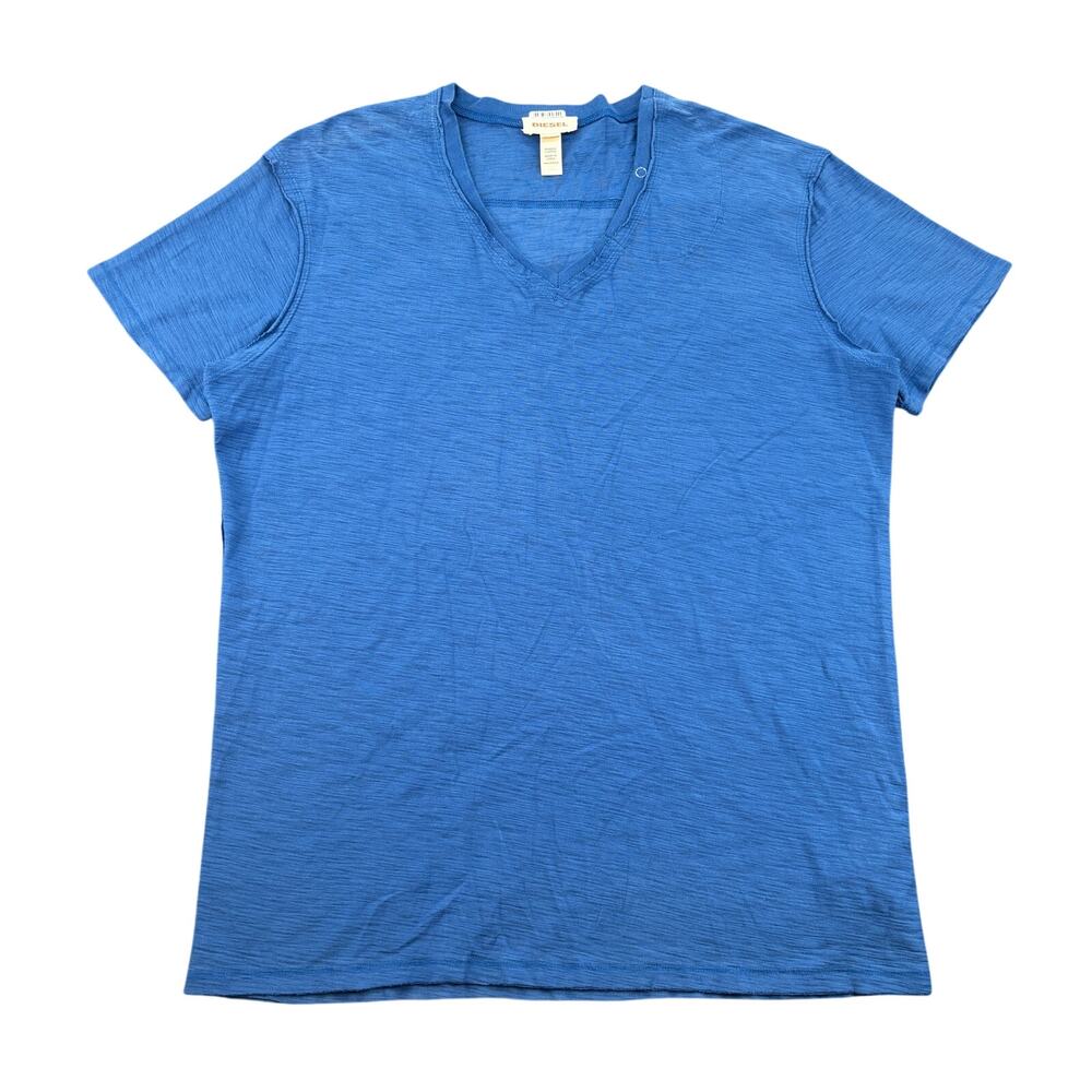 Diesel V Neck Slub Cotton T Shirt Men’s XXL Blue Tee Minimalist Y2K Grunge